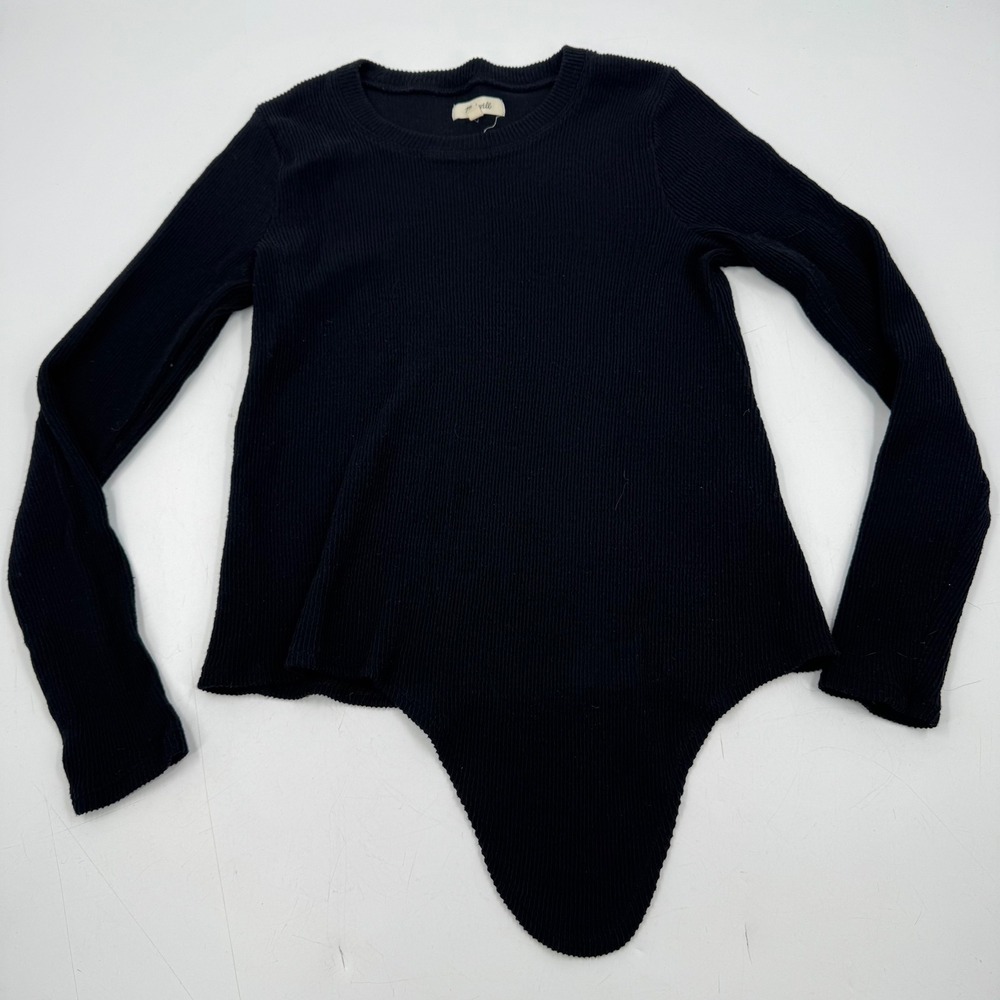 Madewell Black Ribbed‎ Long Sleeve Bodysuit Size S Style K4412 FA22